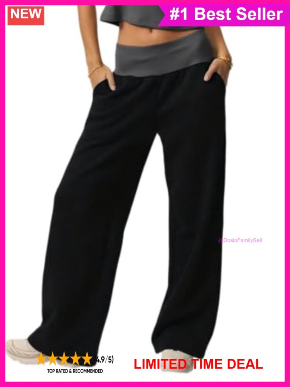 Wide Leg High Waist Sweatpants Polyester Loose Fit Yoga Lounge Pants